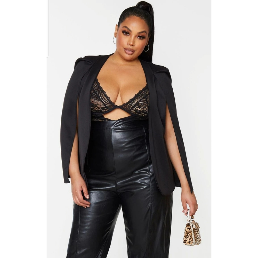 Pretty little thing black cape blazer